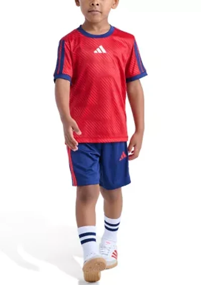 Boys 4-7 Two-Piece Short Sleeve All Over Printed T-Shirt & Set