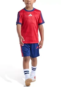 Boys 4-7 Two-Piece Short Sleeve All Over Printed T-Shirt & Set