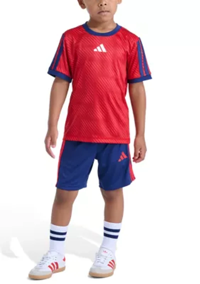 Boys 4-7 Two-Piece Short Sleeve All Over Printed T-Shirt & Set