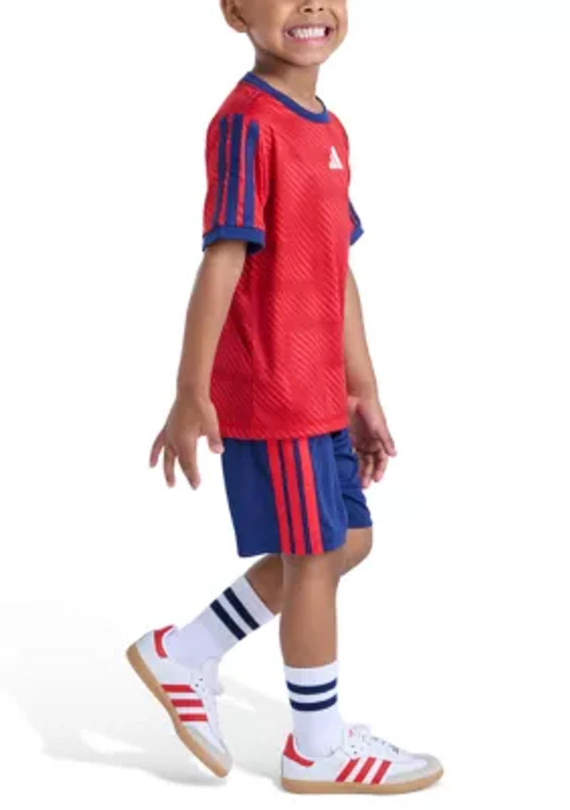 Boys 4-7 Two-Piece Short Sleeve All Over Printed T-Shirt & Set