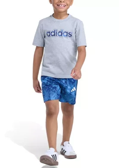 Boys 4-7 Two-Piece Short Sleeve Heather T-Shirt & Printed Camo Set