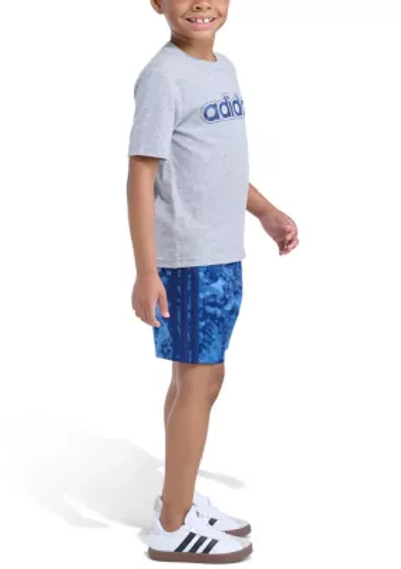 Boys 4-7 Two-Piece Short Sleeve Heather T-Shirt & Printed Camo Set