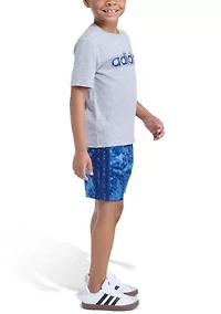 Boys 4-7 Two-Piece Short Sleeve Heather T-Shirt & Printed Camo Set