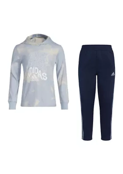 Boys 4-7 Long Sleeve Hooded Printed T-Shirt and Pants Set