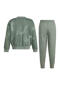 Boys 4-7 2 Piece Long Sleeve Printed Crew Neck Pullover Sweatshirt and Joggers Set