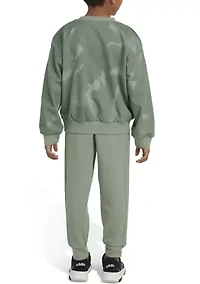 Boys 4-7 2 Piece Long Sleeve Printed Crew Neck Pullover Sweatshirt and Joggers Set