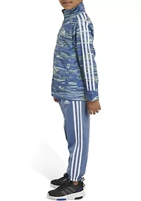 Boys 4-7 2 Piece Long Sleeve Printed Jacket Tricot Set