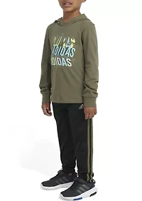 Boys 4-7 Two Piece Long Sleeve Graphic Hooded T-Shirt and Pants Set