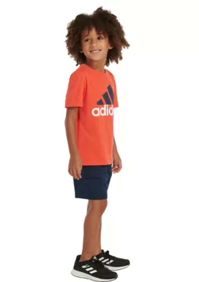 Boys 4-7 Short Sleeve French Terry T-Shirt and Cargo Shorts Set