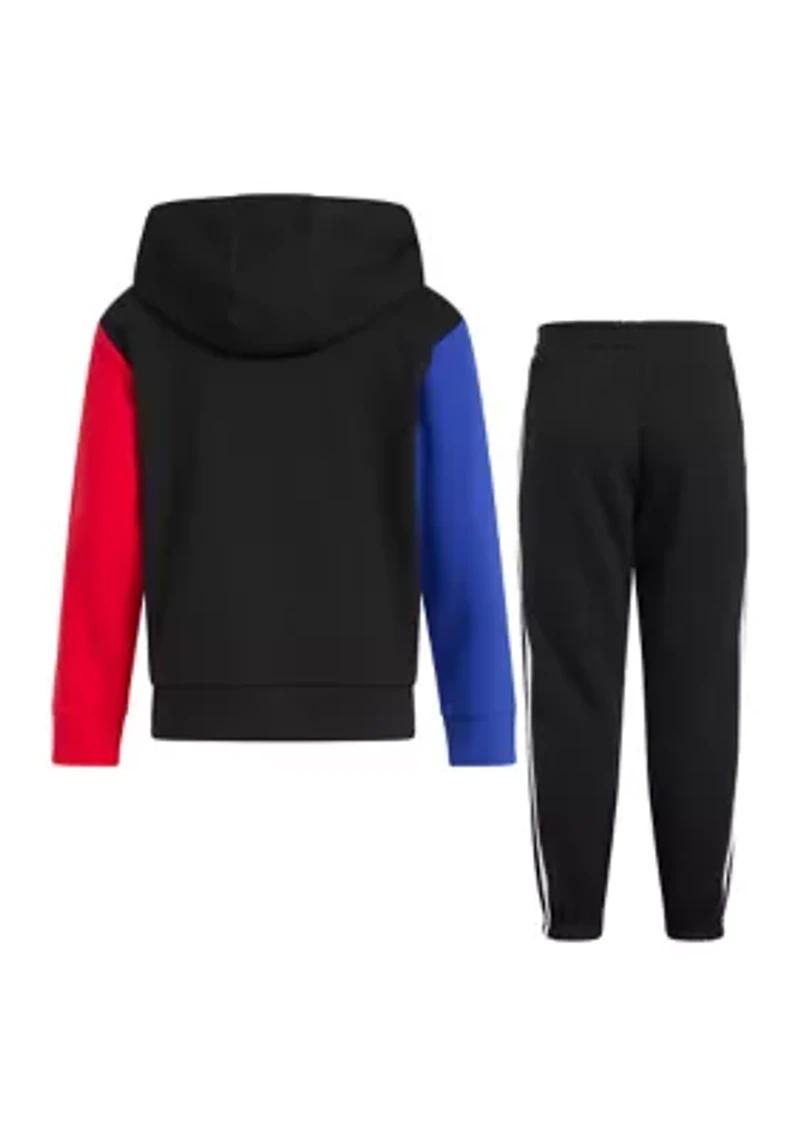 Boys 4-7 2-Piece Color Blocked Fleece Hooded Pullover Set