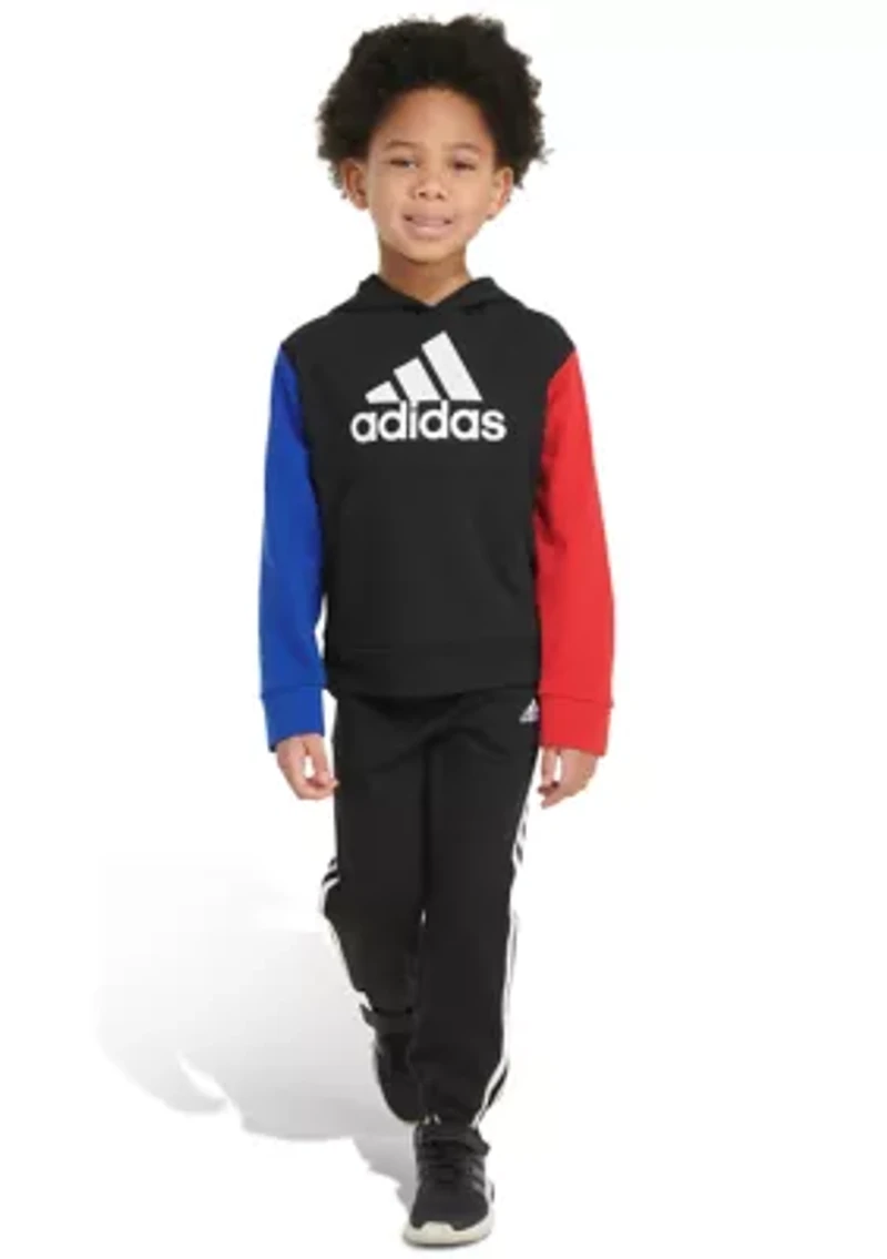 Boys 4-7 2-Piece Color Blocked Fleece Hooded Pullover Set