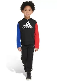 Boys 4-7 2-Piece Color Blocked Fleece Hooded Pullover Set