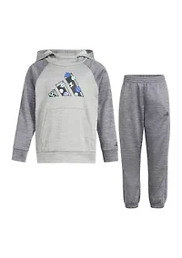 Boys 4-7 2 Piece Long Sleeve Polyester Mélange Fleece Hooded Pullover Set