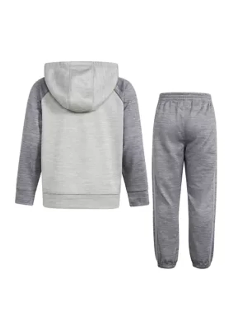 Boys 4-7 2 Piece Long Sleeve Polyester Mélange Fleece Hooded Pullover Set
