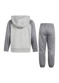Boys 4-7 2 Piece Long Sleeve Polyester Mélange Fleece Hooded Pullover Set