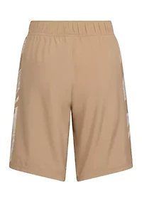 Boys 8-20 Elastic Waistband Woven Camo Printed 3-Stripes Shorts