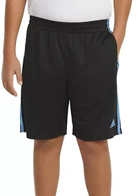 Boys 8-20 Elastic Waist 3 Stripe Mesh Shorts - Extended Sizing