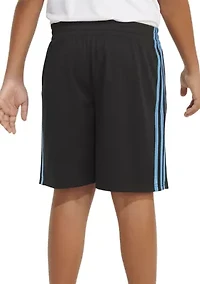 Boys 8-20 Elastic Waist 3 Stripe Mesh Shorts - Extended Sizing