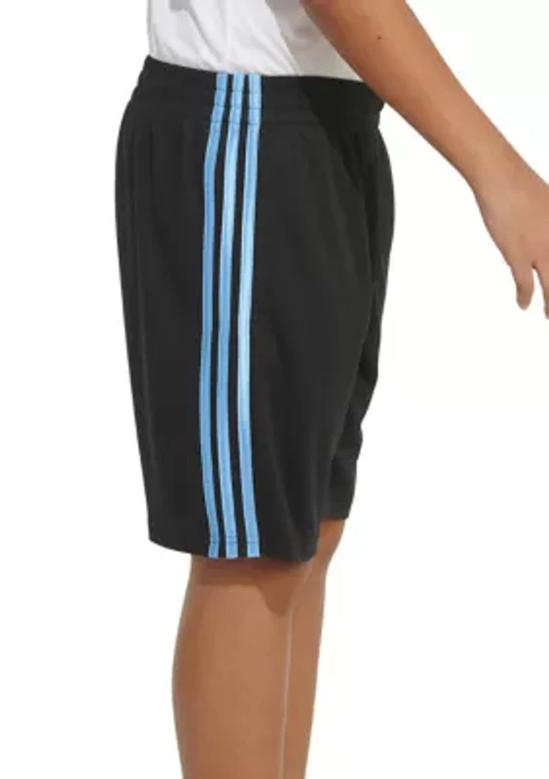 Boys 8-20 Elastic Waist 3 Stripe Mesh Shorts - Extended Sizing
