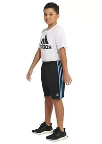 Boys 8-20 Elastic Waist 3 Stripe Mesh Shorts - Extended Sizing