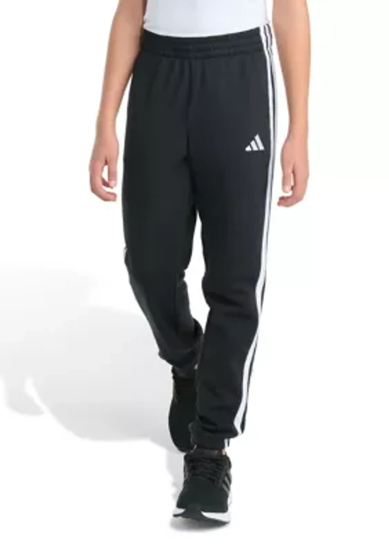 Boys 8-20 Elastic Waistband Essential 3 Stripe Fleece Joggers - Extended