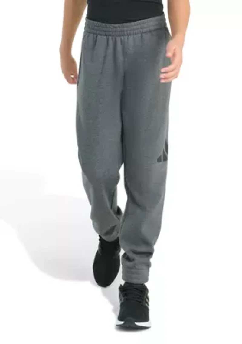 Boys 8-20 Elastic Waistband Essential Big Logo Fleece Heather Jogger Pants (Extended Size)