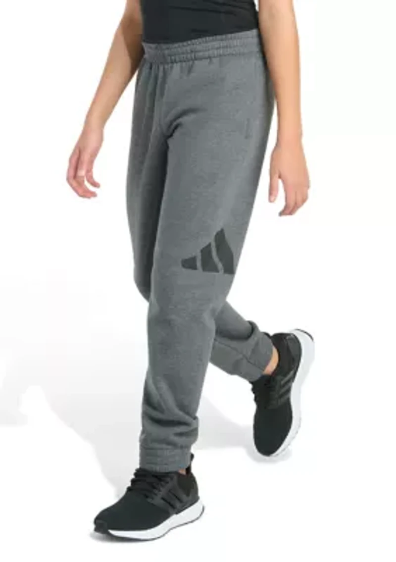 Boys 8-20 Elastic Waistband Essential Big Logo Fleece Heather Jogger Pants (Extended Size)
