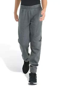Boys 8-20 Elastic Waistband Essential Fleece Big Logo Heather Pants