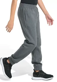 Boys 8-20 Elastic Waistband Essential Fleece Big Logo Heather Pants