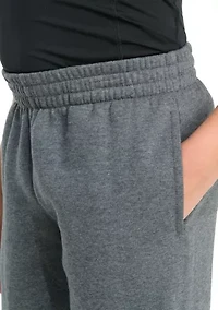 Boys 8-20 Elastic Waistband Essential Fleece Big Logo Heather Pants