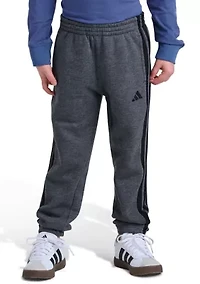 Boys 8-20 Elastic Waistband Essential 3-Stripe Fleece Cuffed Heather Joggers