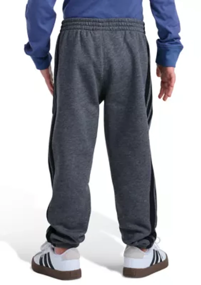 Boys 8-20 Elastic Waistband Essential 3-Stripe Fleece Cuffed Heather Joggers