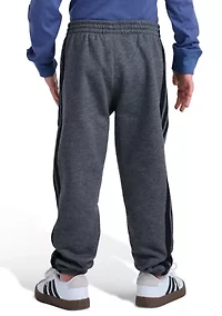Boys 8-20 Elastic Waistband Essential 3-Stripe Fleece Cuffed Heather Joggers