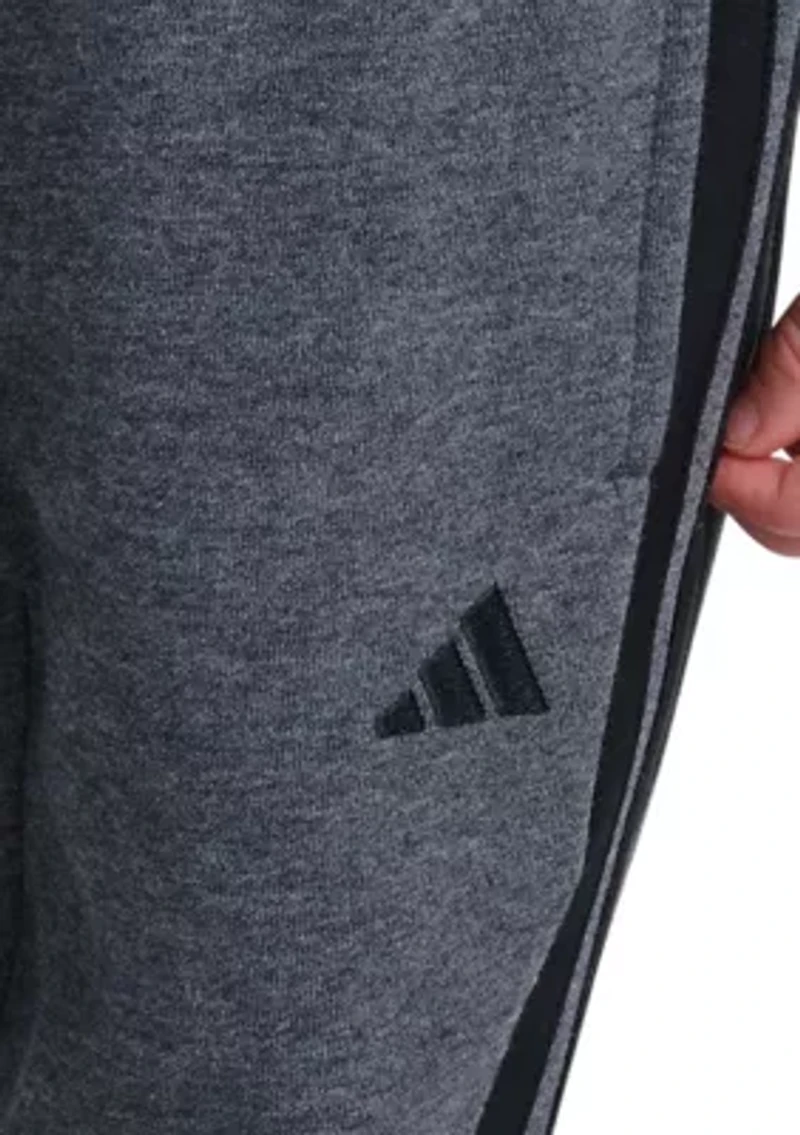 Boys 8-20 Elastic Waistband Essential 3-Stripe Fleece Cuffed Heather Joggers