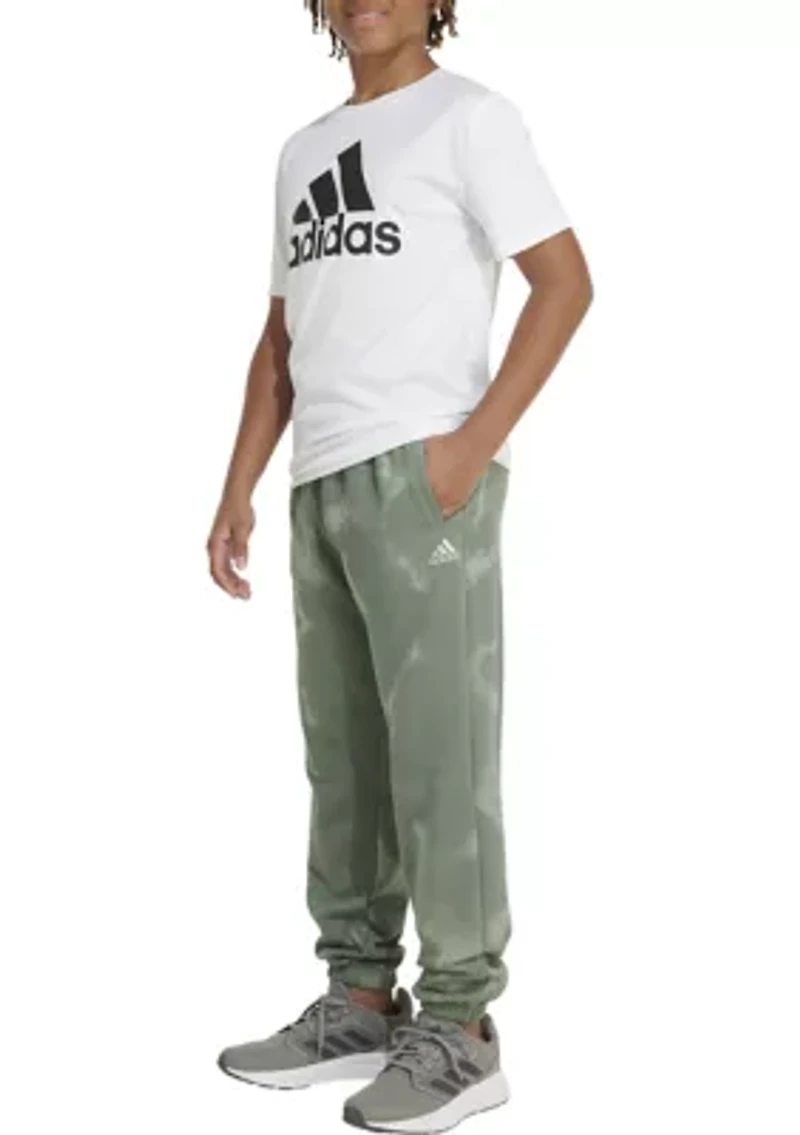 Boys 8-20 Elastic Waistband Fluidity Printed Jogger Pants
