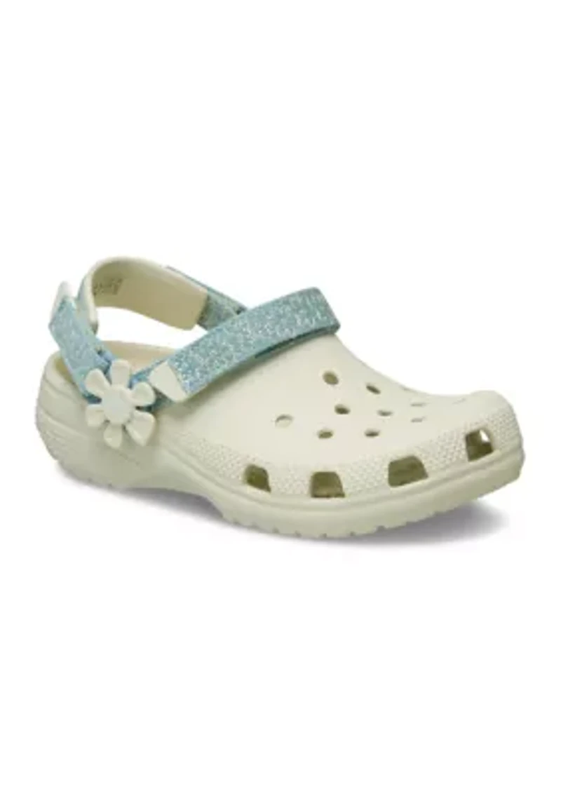 Girls 7-16 Classic Denim Flower Clogs