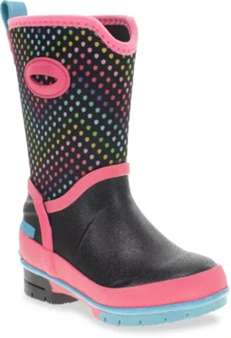 Toddler/Youth Girl's Rainbow Wave Neoprene Rain Boot