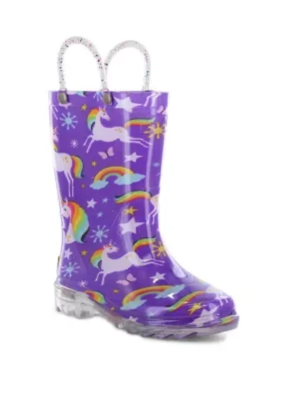 Toddler/Youth Girl's Rainbow Unicorn Lighted Rain Boot