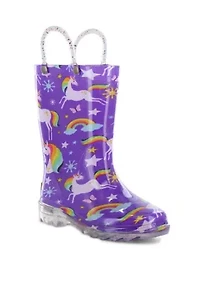 Toddler/Youth Girl's Rainbow Unicorn Lighted Rain Boot