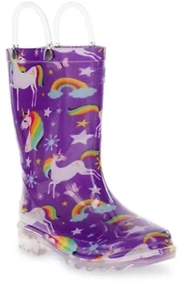 Toddler/Youth Girl's Rainbow Unicorn Lighted Rain Boot