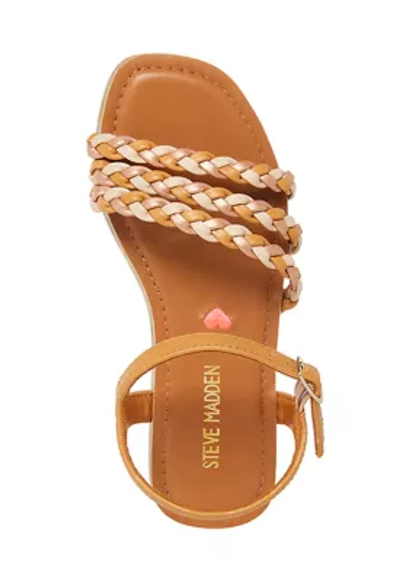 Youth Girls Braided Vamp Sandals
