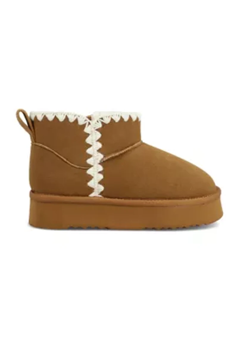 Big Kid Girls Whipstitch Cozy Boots