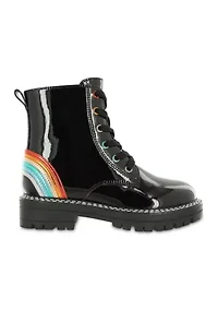 Youth Girls Padma Patent Rainbow Combat Boots
