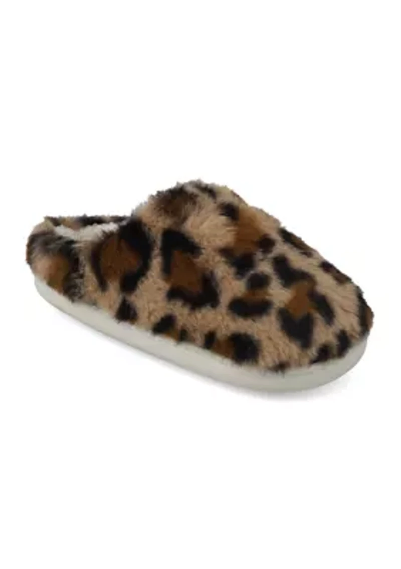 Big Kid Girls Leopard Print Scuff Slippers