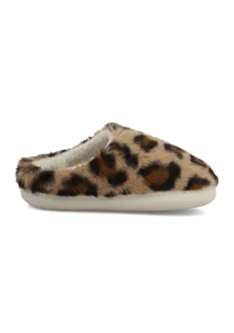 Big Kid Girls Leopard Print Scuff Slippers
