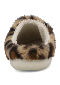 Big Kid Girls Leopard Print Scuff Slippers