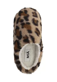 Big Kid Girls Leopard Print Scuff Slippers