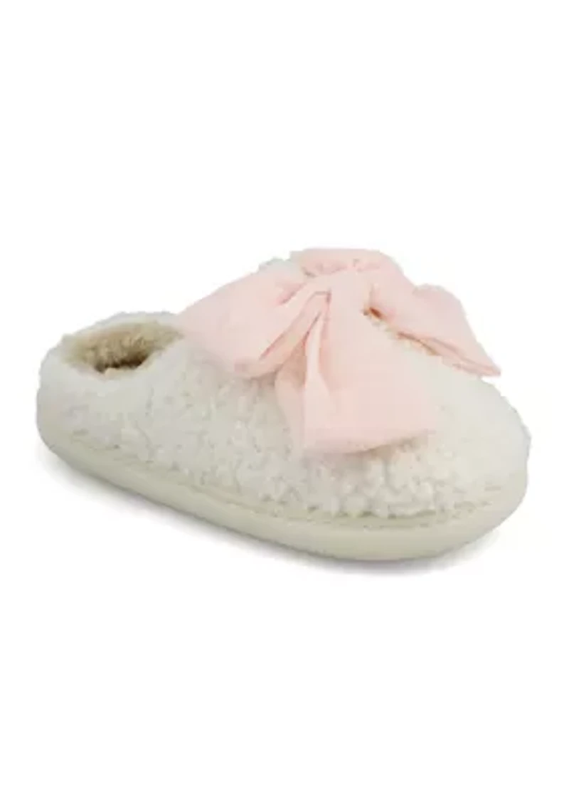 Big Kid Girls Bow Scuff Slippers