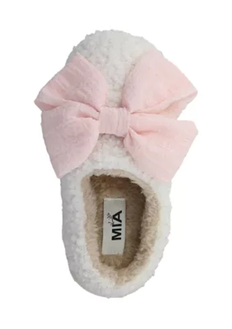 Big Kid Girls Bow Scuff Slippers