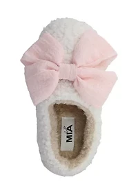 Big Kid Girls Bow Scuff Slippers